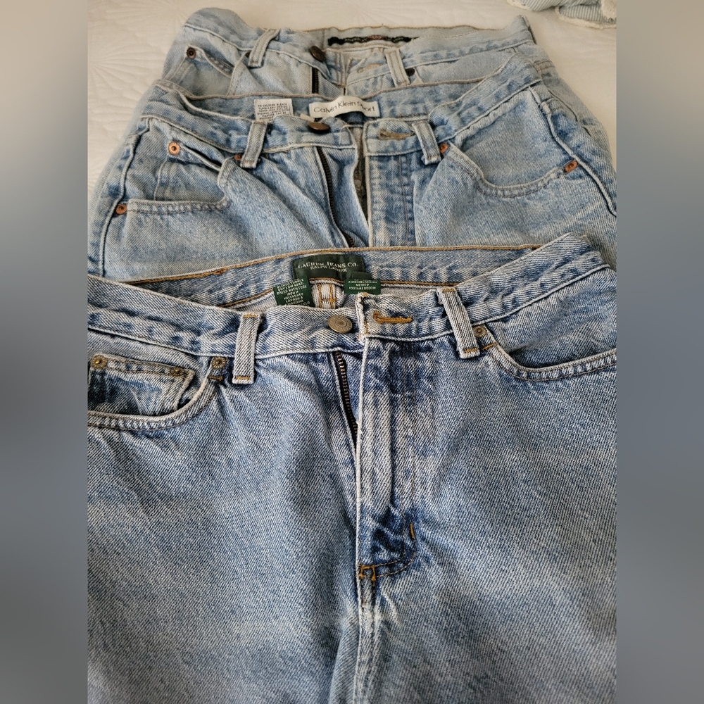 3 Pair Of Light Blue Straight Leg Jeans Size 4